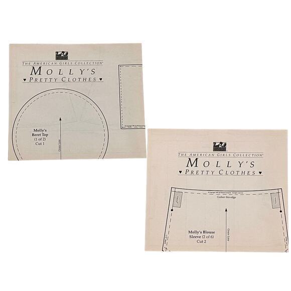 1989 American Girl Pleasant Company Molly DOLL CLOTHES PATTERNS Dress Bag Apron - Picture 3 of 9